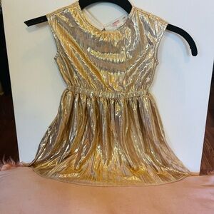 Crewcuts Metallic Gold Pleated Holiday Dress